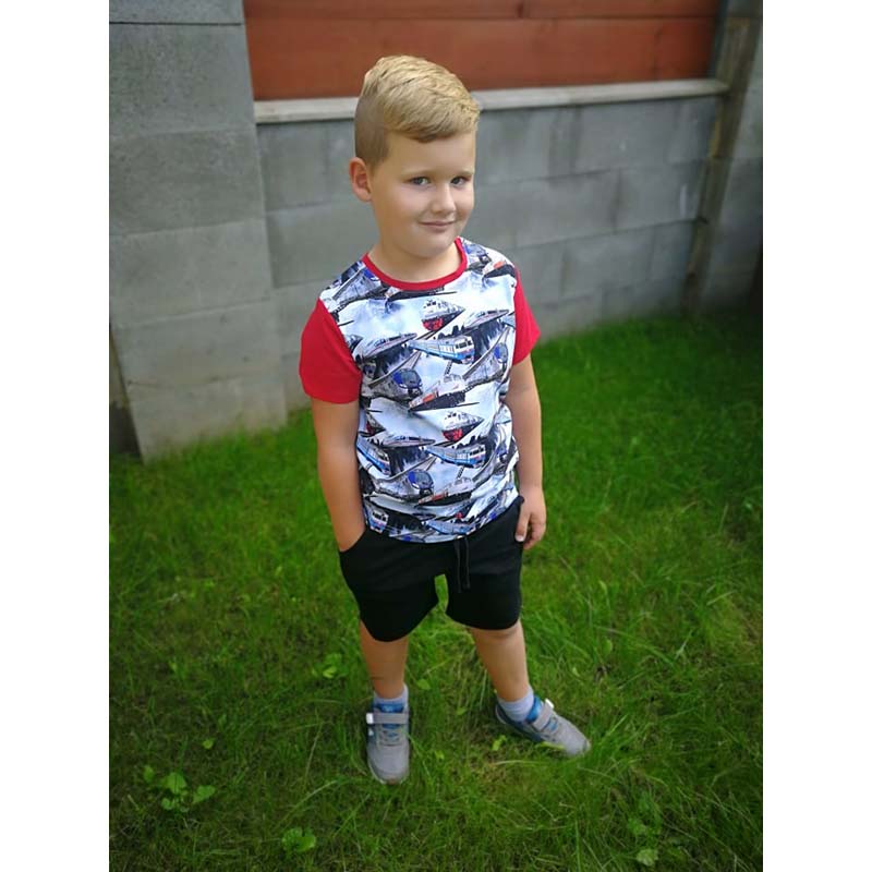 Dětské Tričko - Vlaky červený rukáv