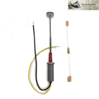 H0 RB 832 Lampa parková šedý sloup červený kryt LED bílá