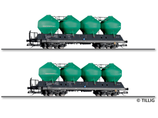 TT TILLIG 01116 - Set dvou vozů na sypké látky Uacs 451.1, „Transportservices s.r.o. Beroun“, VI. epocha