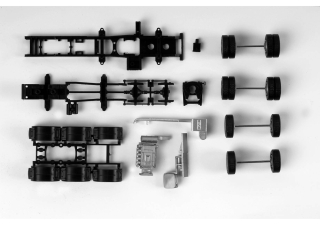 H0 Herpa 083157 Podvozek pro těžký tahač MAN TGX 680, 4-nápravový, obsahuje 2 kusy