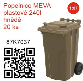 H0 MNM Popelnice MEVA plastová 240l Hnědá (20ks)