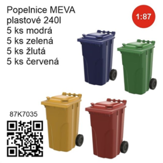 H0 MNM Popelnice MEVA plastová 240l barevná (20ks)