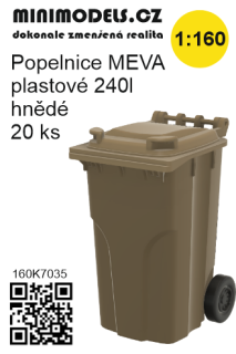N Minimodels 1607035 Popelnice MEVA plastové 240l hnědé (20ks)