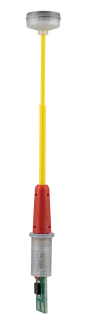 H0 SGT 872015 Lampa parková "Sadovka", žlutý sloupek + červený kryt pojistek, LED teplá bílá, šachta