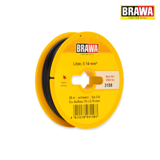 BRAWA 3158 Kabel 0,14x25m černý