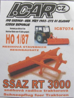 H0 ICAR 87074 SSAZ RT 3000 sněhová radlice za traktor